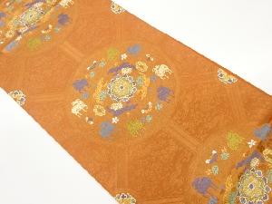 草花に動物・草花・抽象模様織出し袋帯